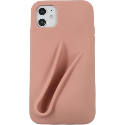 Soft-touch silicone mobile phone case, simple matte design, shockproof and anti-fingerprint cover (Nude Pink)