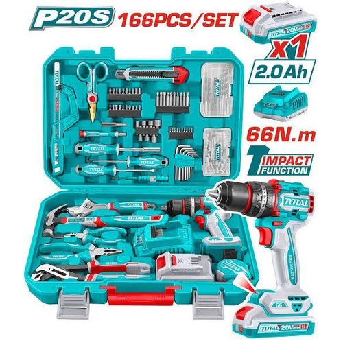 166 PCS Tool Kit with 66N.m Cordless Drill – 1 Battery