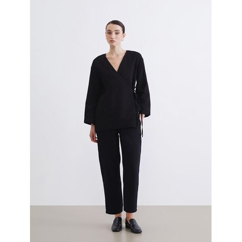 Carrot Fit Textured Women's Muslin Trousers