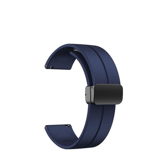 20mm Magnetic Folding Buckle Clasp Watch Band - Soft Silicone Sport Watch Bands for Women and Men Silicone Watch Strap Blue