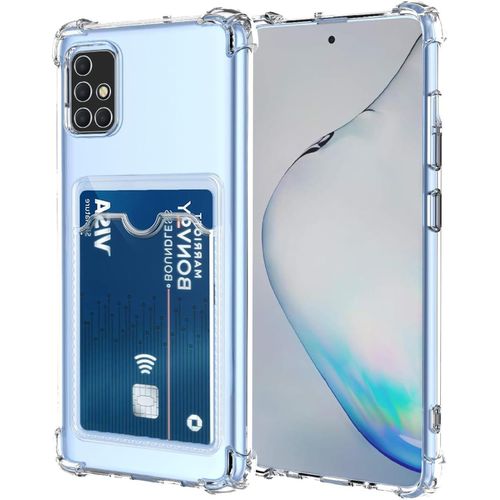 Clear Case with Card Slot Soft TPU Bumper Slim Protective Cover with Card Holder For Samsung Galaxy A51