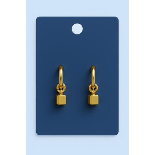 Launder Gold-Tone Mini Hoop Earrings with Cube Charms