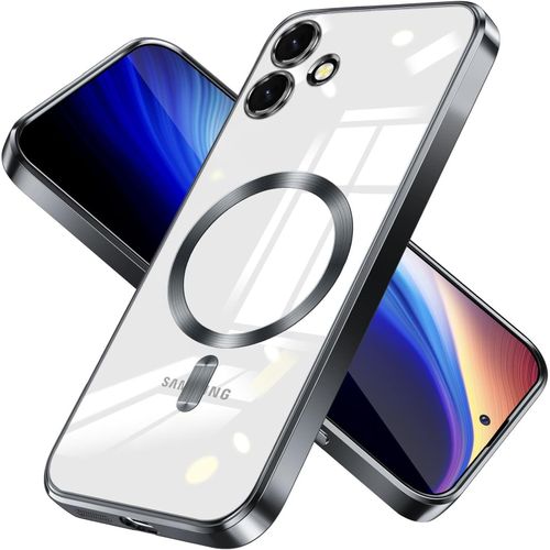 دلـع موبايلك جراب مغناطيسي لموبايل سامسونج جالاكسي A06، متوافق مع ماج سيف، واقي عدسة كاميرا مدمج، غطاء رقيق شفاف من البولي يوريثين الحراري الناعم المقاوم للصدمات - اسود