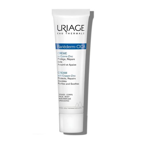 Uriage, Bariederm-Cica, Cream With Copper-Zinc, Protects, Repairs, Isolates, Purifies And Suites, Weakened, Irritated Skin, Face And Body, Unscented - 15ML