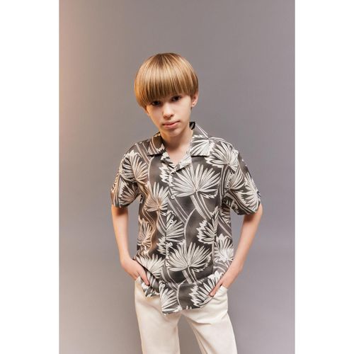 100% Cotton Oversize Wide Fit Polo Neck Patterned Short Sleeve Shirt Men Kids