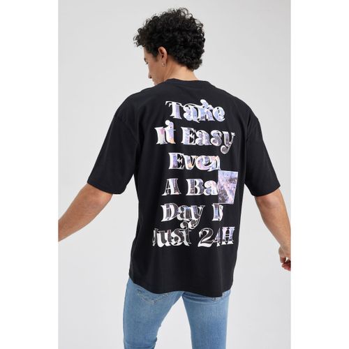 Man Crew Neck Oversize Fit Short Sleeve T-Shirt - Black