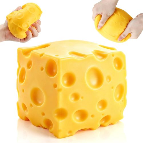 7cm Squeezable Sponge Cheese Toy – Stress-Relief Squishy & Fidget Toy – Soft Squeeze Ball for Kids, Teens, and Adults – Single Piece