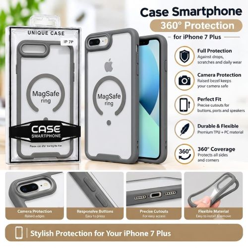 Clear Case with Navy Blue Bumper for iPhone 7 Plus / 8 Plus MagSafe Compatible.