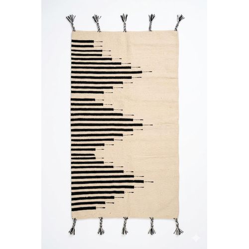 handmad cotton rug-size1.50x0.70-black and off white