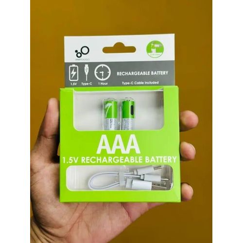 Kaceba AAA 1.5V Rechargeable Batteries – USB Type-C Charging – Pack of 2 – Up to 1200 Recharge Cycles