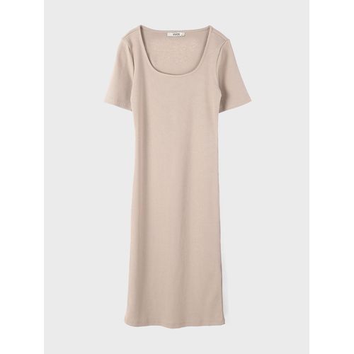 U-Neck Plain Short Sleeve Women's Bodycon Dress