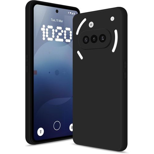Soft, slim, shock-resistant silicone phone case with microfiber lining and enhanced camera protection for Nothing Phone (3a) – Black.