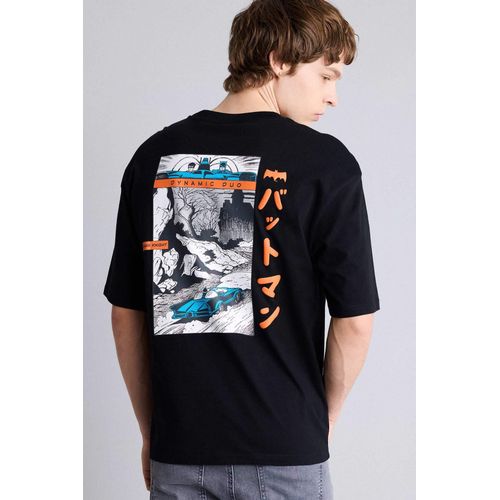 Boxy Printed Batman Crew Neck Short Sleeve T-Shirt