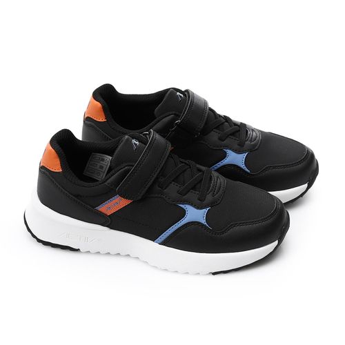 Velcro Leather Sneakers - Black & Blue