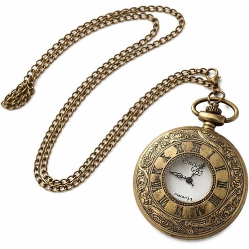 QUARTZ Unisex Wave Style Alloy Analog Pocket Watch with Chain (Bronze)