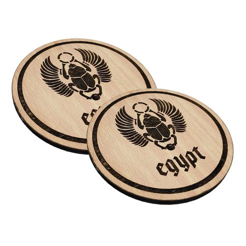 Coaster base wooden cups diameter 9 cm laser engraved pharaonic Shape-2 pieces-Code 2-7316 - from Rana store