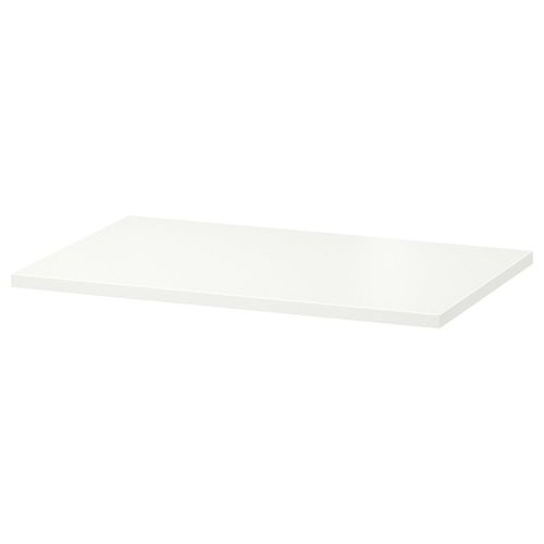 Top for storage module White rectangular shelf, flat, simple design, made of particleboard.