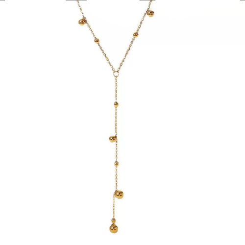 Gold Ball Tassel Y-Necklace