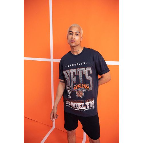 Man Crew Neck Oversize Fit-Nba Short Sleeve T-Shirt - Anthra