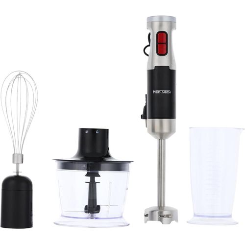 Hand Blender, 800 Watt,Copper Motor, 2 speeds, 0.5L Chopper, 4 Stainless Steel Blades, 700 ML Measuring Cup,Whisk, Masher MT-HB15- Black
