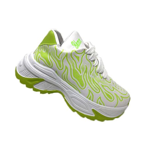 BKMM Flame Pattern Chunky Sole Sneakers-Green
