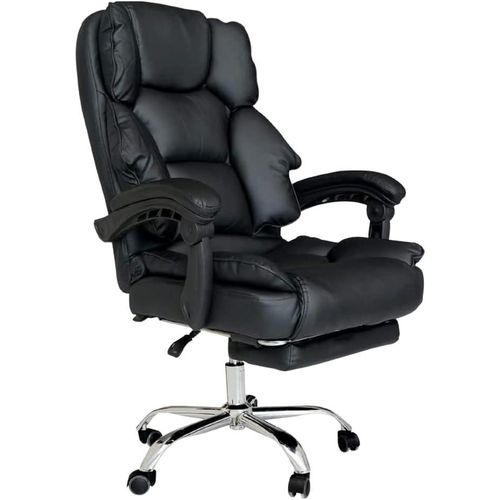 Ergonomic Black Capitonne Reclining Gaming Chair with Retractable Footrest – High Back PU Leather Desk Chair El-Motahida