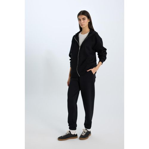 Jogger Fit Basic Plain Thick Sweatshirt Fabric Trousers