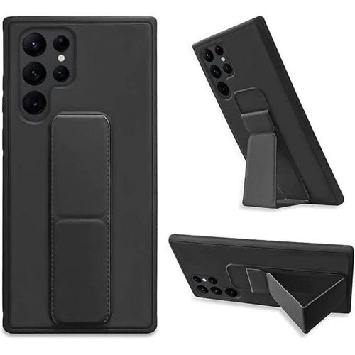 Back Cover Stand Case Magnetic Car Holder Soft Silicone Horizontal & Vertical Kickstand Cover Wrist Strap Full protection Anti Fingerprint Case (Saamsung S22 Ultra)