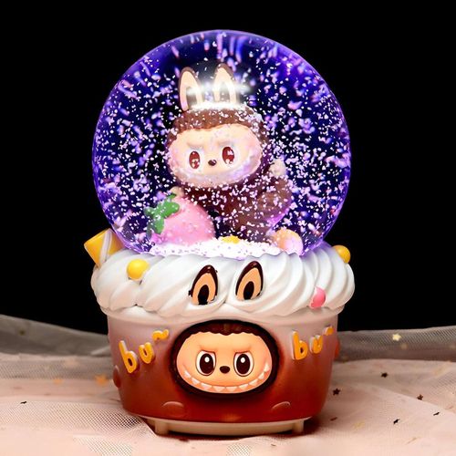 Glass Snow Globe - Adorable Light-up Crystal Ball with Cute CharacterMagical Touch for Your Room DecorColorful Night LightModern Stylish Design