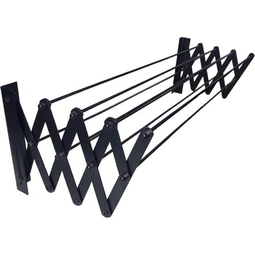 Wall-mounted drying rack, 80 cm, 60 x 80 x 22 cm, excellent design for indoor and outdoor use, weather resistant, black