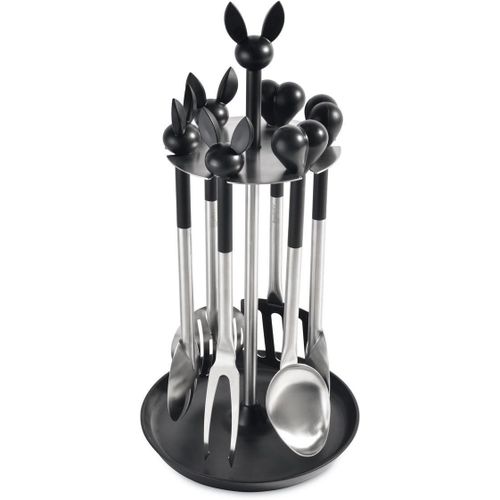 Essentials Studio Series 430 Steel Kitchen Utensils Set 7-Piece Gift Box, Black
