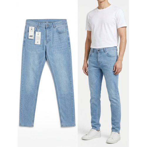 Men Jeans Light Blue Slim Fit Stretch