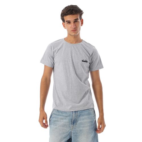 Men's Back Graphic Outline Printed Crewneck T-Shirt - Grey