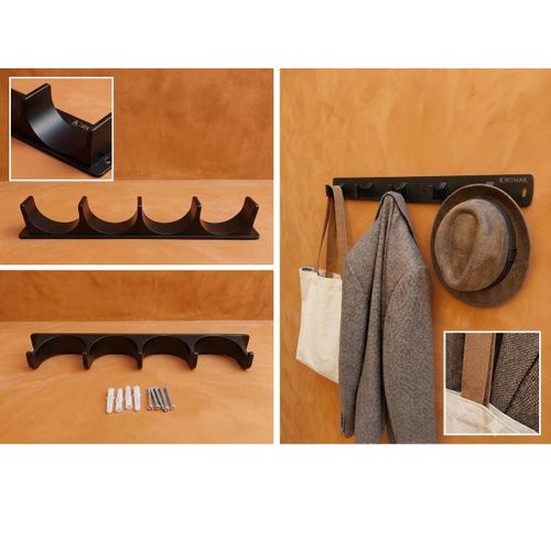 Stainless steel 5 hook coat and hat rack set