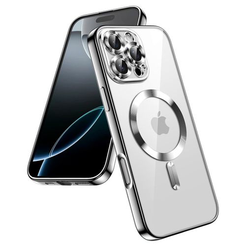 Plated-Edge Protective Case for iPhone 16 Pro 6.3-Inch, Compatible with MagSafe accessories, Supports wireless charging, Shock-absorbing protection - Silver