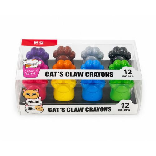 Chenguang So Many Cats Claw Shaped Wax Crayon 12 Colors Bright and Safe Artistic Expression, SMC, Non-Toxic- No:AGMX4172