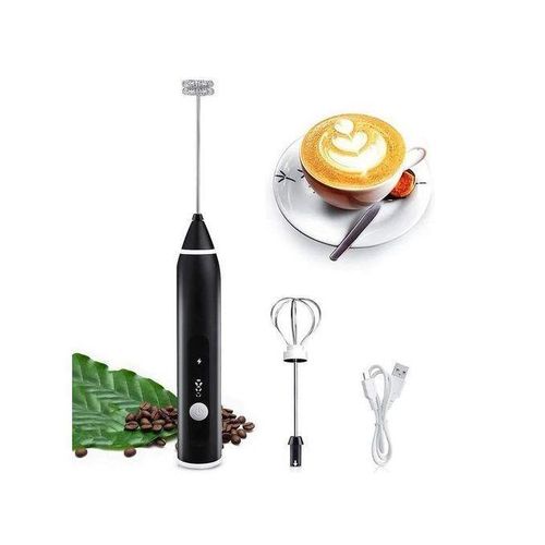 Coffee and Egg USB Electric Whisk, Milk Frother, 3 Adjustable Speeds, Perfect for Coffee, Latte, Cappuccino, Egg Beater, Black