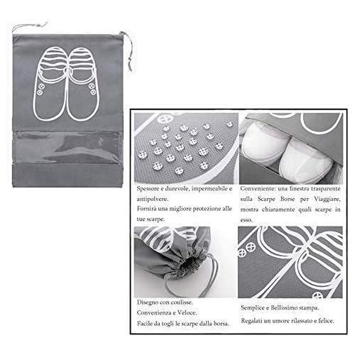 عبوة من 5 شنط احذية للسفر مع نافذة شفافة ورباط مقاومة للغبار وغير منسوجة للاستخدام اليومي والسفر الوان متنوعة