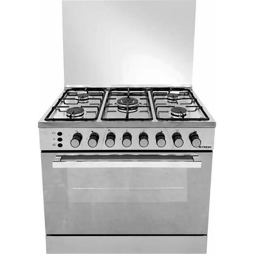 500021935 Jumbo Plus Gas Cooker, 5 Burners, Fan - Silver