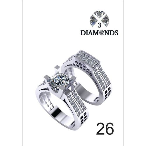Dar Twins Ring Platinum Plated For Women With Zircon Stone - Silver