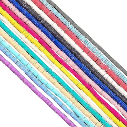 5700pcs Heishi Clay Beads 15 Colors Vinyl Disc Beads 3mm Flat Round Handmade Polymer Clay Beads for Hawaiian Earring Choker Anklet Bracelet Necklace Jewelry Making Summer Surfer