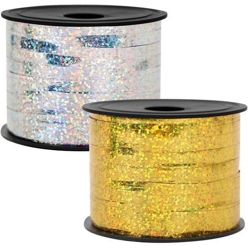 Small size, 2 rolls of 100 yards, 0.197 inches in size for Navidad decor, envoltura de regalos, fiesta decoraciones, globo cuerda, manualidades