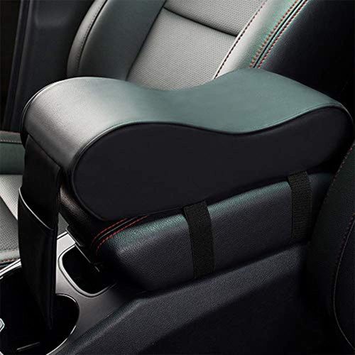 MT BEST BUY Car Center Console Cover, Memory Foam Armrest Cushion, Leather Middle Console Protector, Hand Rest Pillow (Black)