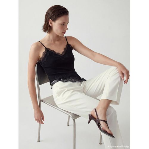 V Neck Strappy Embroidered Women's Tank Top