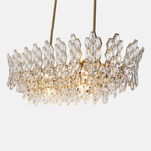 90x40cm oval chandelier, metal hand, crystal bead, angled, 5786, with Soltergold crystal