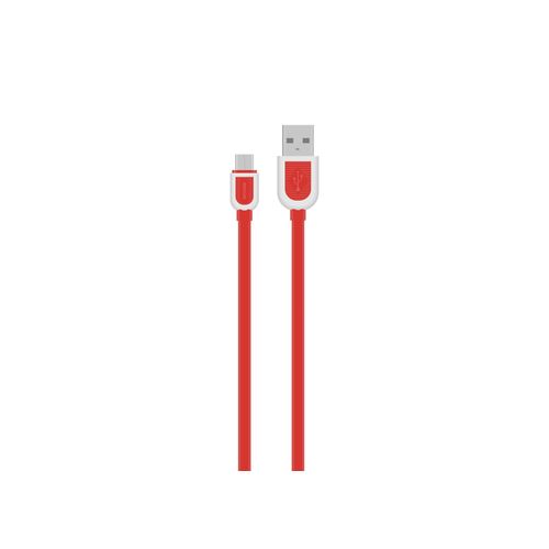 UD360 2.1A Charge and Sync Micro USB Flat Cable, 1 Meter Length, Red