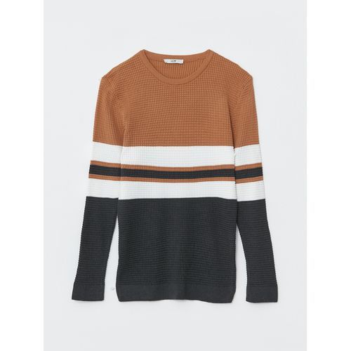 Crew Neck Long Sleeve Color Block Men's Knitwear Sweater