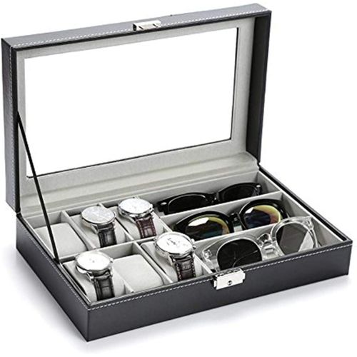 Premium Leather 6 Watch and 3 Glasses Organizer Box Multifunctional Jewelry Organizer High Quality and Stylish Design for Storage and Display
