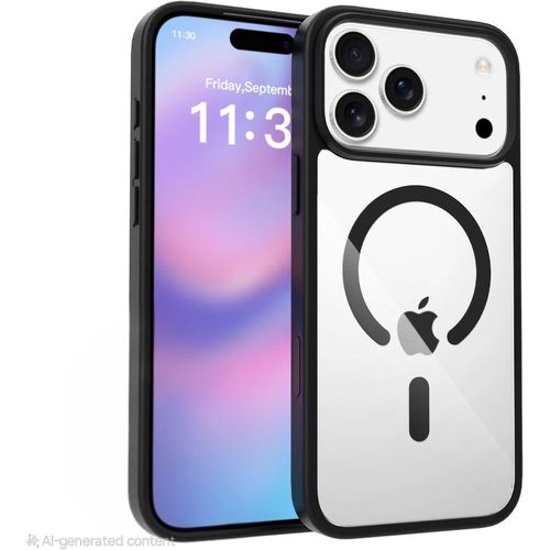 جراب مغناطيسي لموبايل ايفون 17 برو من جرابست متوافق مع ماج سيف، غطاء ممتص للصدمات مضاد للصدمات، اطار بولي يوريثين مقاوم للحرارة بلون سادة غير لامع، ظهر شفاف مضاد للخدش (اسود)