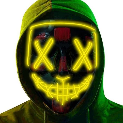 LED Light Up Mask for Halloween, Neon, and Bachelor Party Decoration